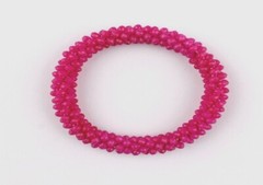 SPARKLY RASPBERRY CRYSTAL GLASS BEAD STRETCHABLE BRACELET