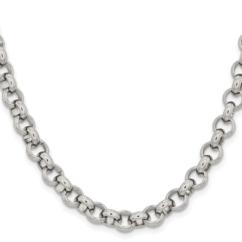 Chisel Stainless Steel Polished 8mm 24 inch Rolo Chain SRN232 gallery
