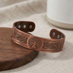 Celtic Tree of Life Magnetic Cuff Bracelet Vintage Copper Tone Bangle Jewelry