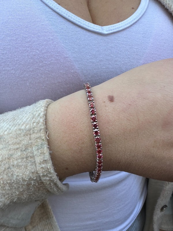 Real Iced Pink MOISSANITE 3mm Tennis Bracelet 925 Silver Passes Tester GRA gallery