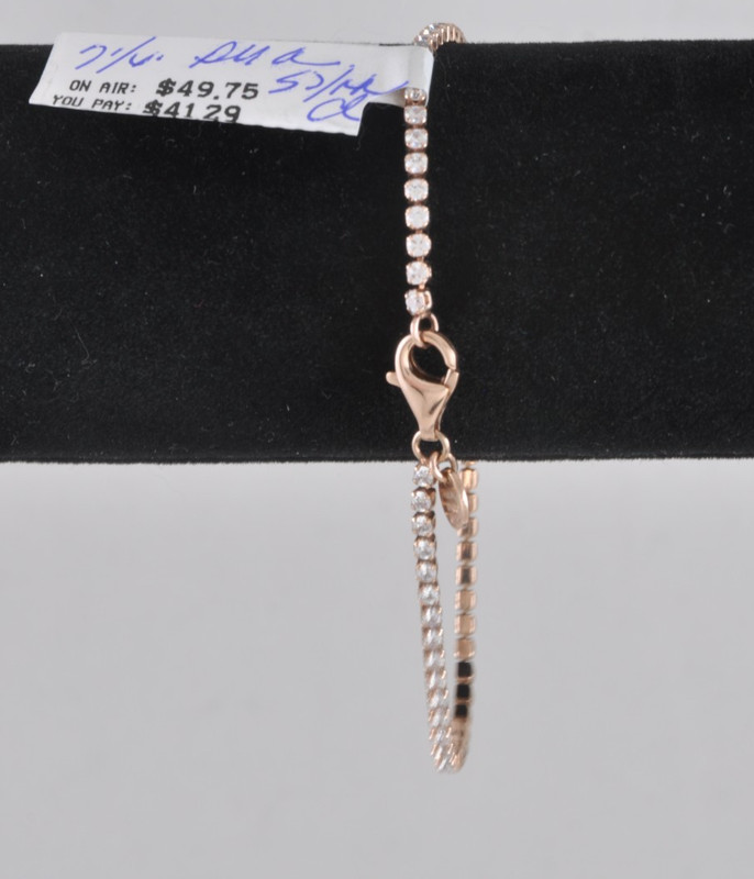 Diamonique Rose Gold Over Sterling Silver Tennis Braclet 7 1/4" fit gallery