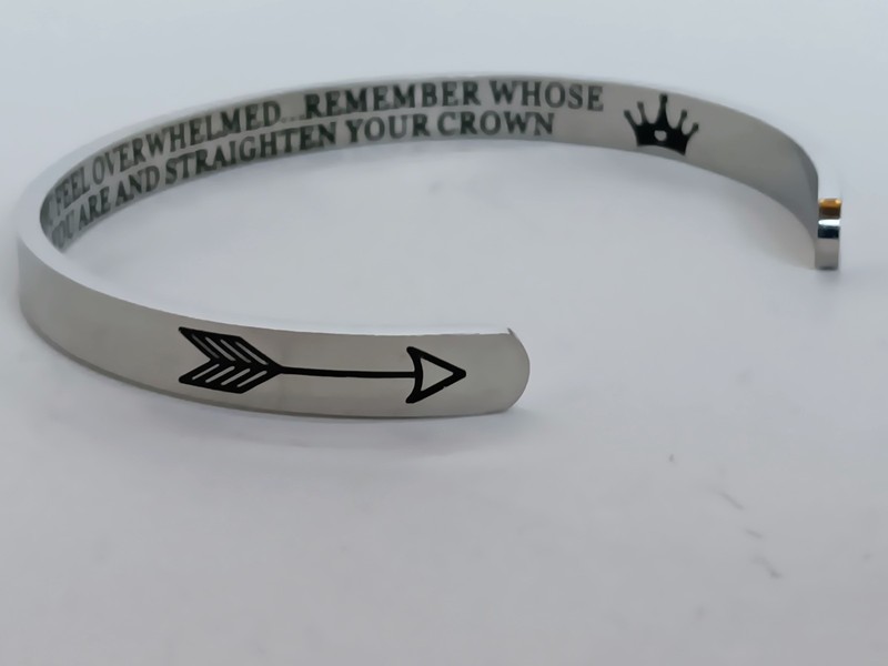 6 mm Stainless Steel "Daughters of the King" Message Engraved Cuff Bracelet 7 in gallery