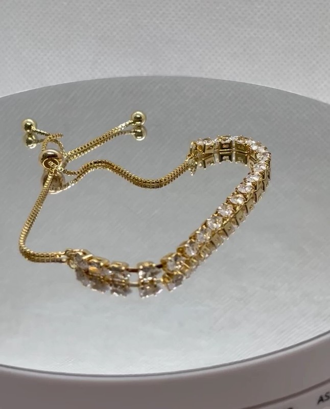 14k yellow gold plated lariat bracelet simulated tear drop shape diamonds gallery