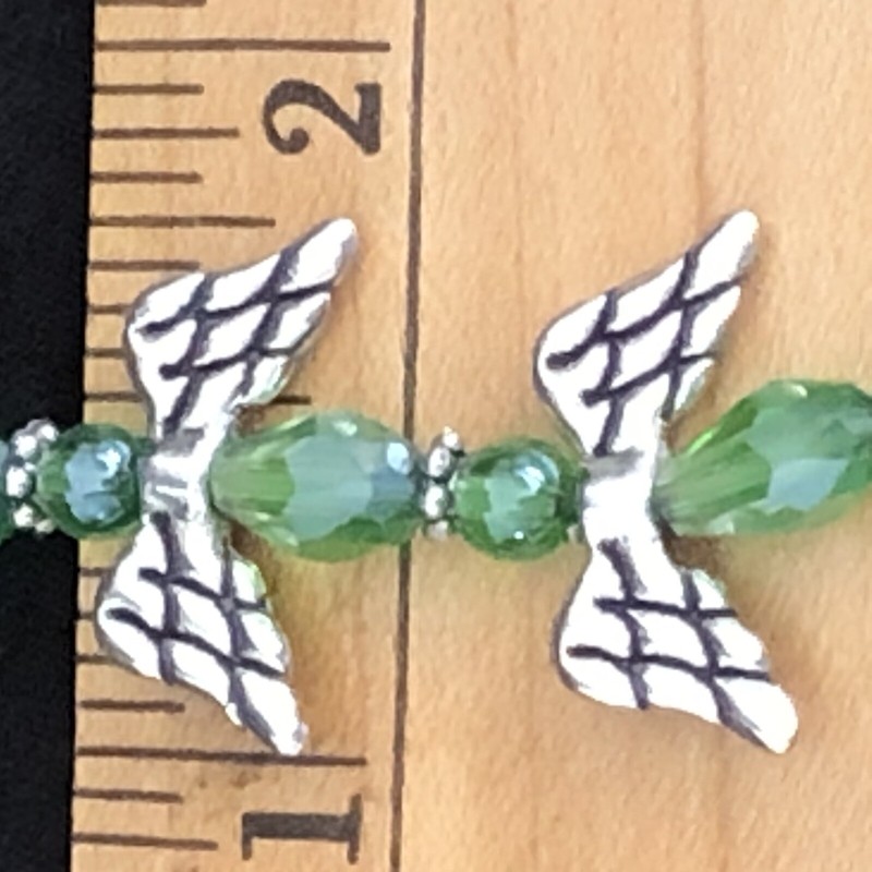 Angel Wing Bracelet Green Faith Support Christian Love Healing Stretch 7-12” gallery