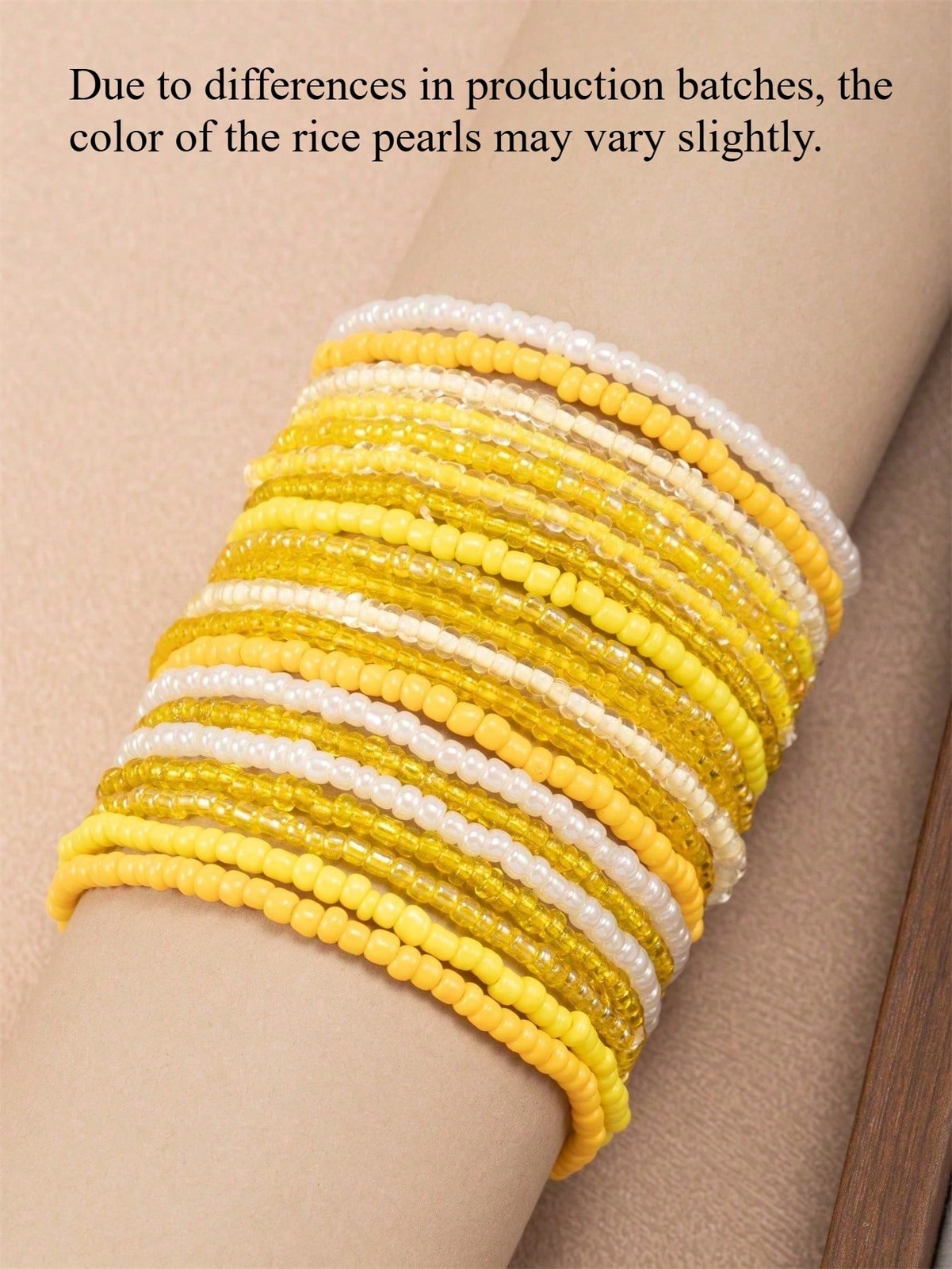 20pcs Yellow Bohemian Gradient Beaded Elastic Bracelet Set Mix Match gallery