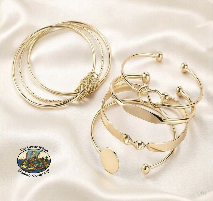 Timeless 5 Piece Cuff Bracelet Stack / Set in Gold in Velvet Gift Bag! gallery
