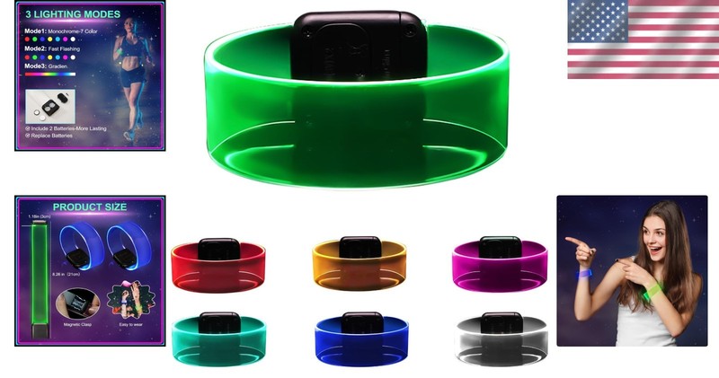 Glow-in-the-Dark LED Wristband with Color-Changing Modes for Halloween Fun gallery
