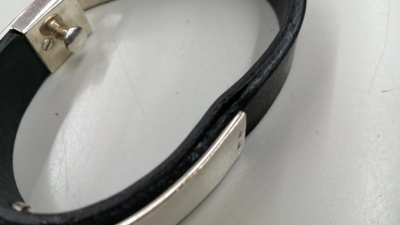 Gucci Leather Bangle Black × Silver Used gallery