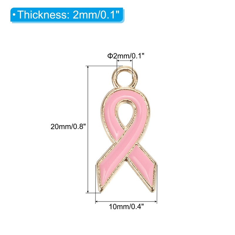 0.8" x 0.4" Ribbon Pendants, 20Pcs Awareness Hope Charm Accessories, Pink gallery