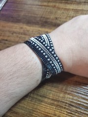 Double Wrap Bracelets Crystal Rhinestone Silver Tone Studs Multiple Colors!