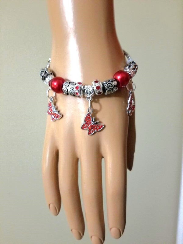 European Style Pandora Like Charm Bracelet in 4 Colors Butterfly Dangle Charms gallery