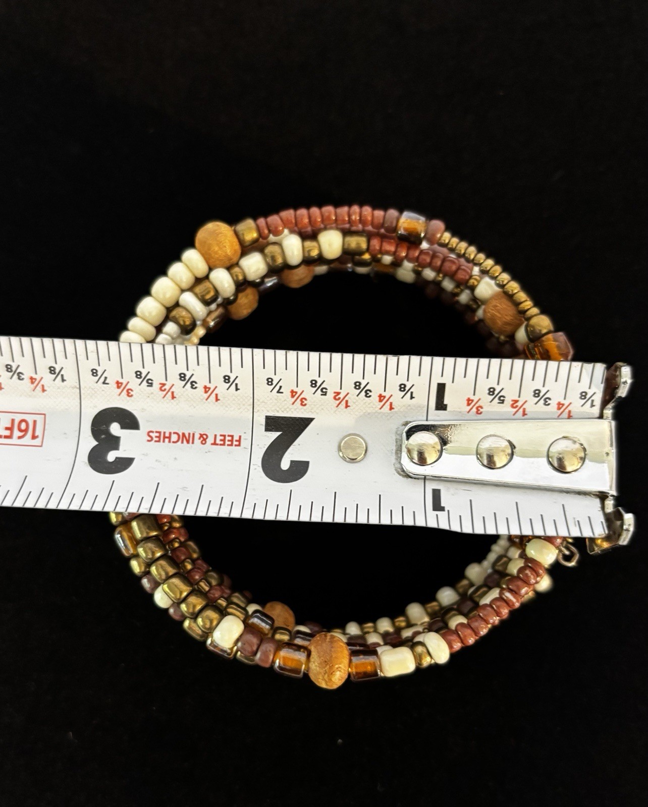 Multicolor Multi-Strand Wrap Beaded Bracelet Glass Wood Metal, No Clasp gallery