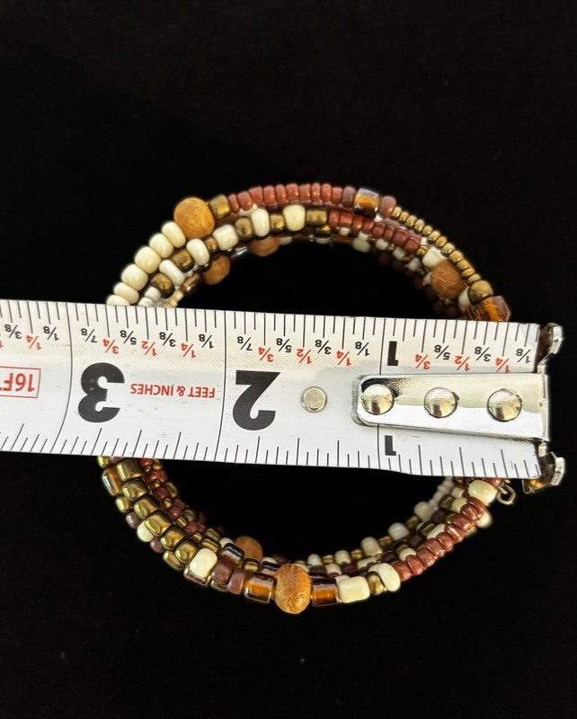Multicolor Multi-Strand Wrap Beaded Bracelet Glass Wood Metal, No Clasp gallery