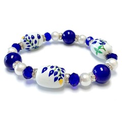Texas State Flower Bluebonnet Gift for Woman Flower Beaded Bracelet BLUE