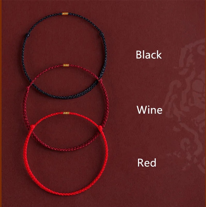 Hand Braided Red Rope Bracelet Copper Luck Bead Hand Rope Bracelet Simple gallery