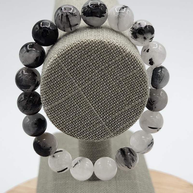 Black Rutilated Quartz Stretch Bracelet One Size Fits Most gallery
