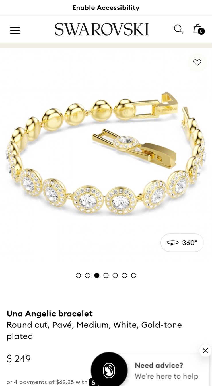 SWAROVSKI Una Angelic braceletRound cut, Pavé, Medium, White, Gold-tone plated gallery