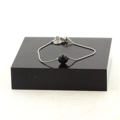 Minerals And Precious Stones. Stainless Steel Bracelet With 1 Emerald Pearl