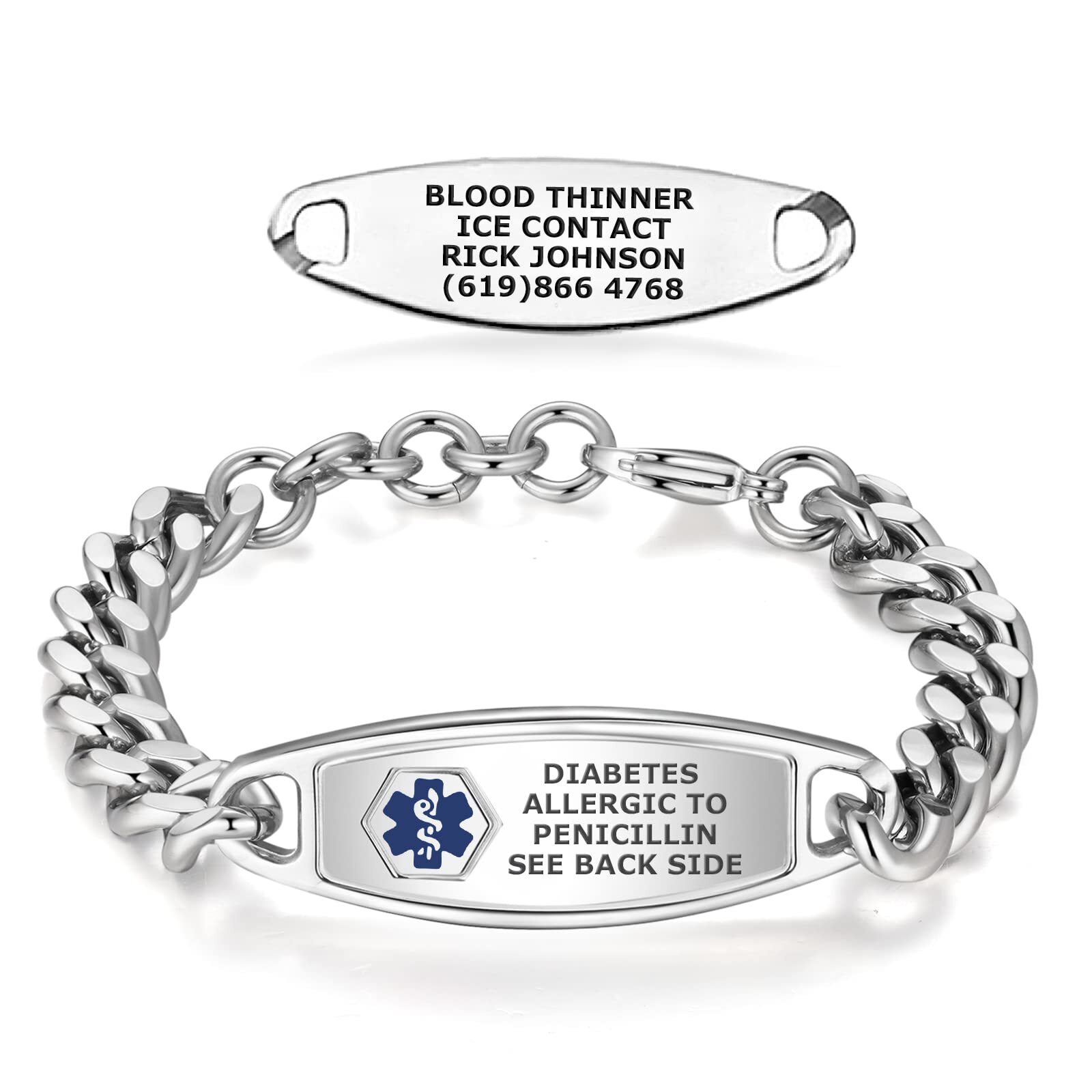 Divoti Deep Custom Laser Engraved Adjustable Medical Alert ID Bracelets gallery