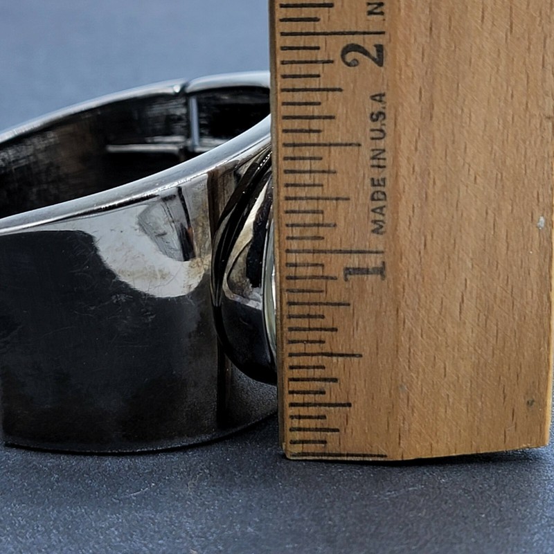 Black Metal Large Clear faceted Acrylic Statement Hinged Cuff Bracelet gallery