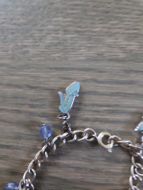 Cinderella 6 Charms Bracelet Vtg Silver Tone Disney Princess Slipper Dress Coach gallery