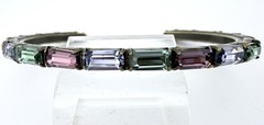 SORRELLI BRASSTONE PINK PURPLE GREEN CRYSTAL 6 3/4” CUFF BRACELET K490D