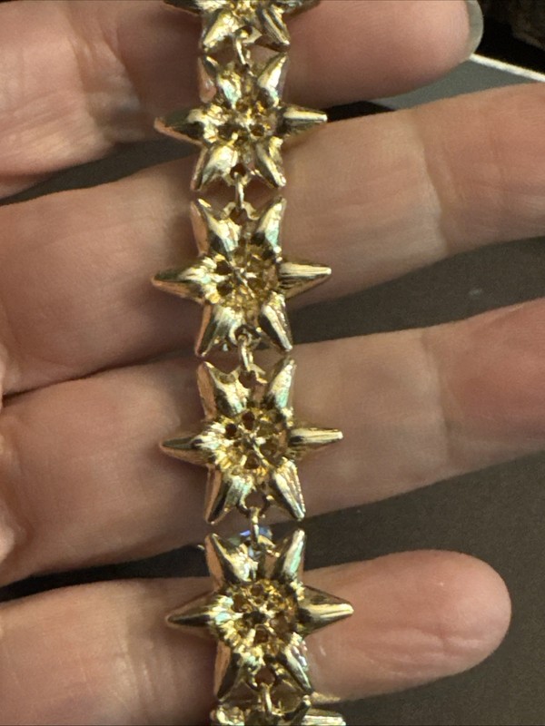 Kirks Folly Aurora Borealis Starlight Floral Bracelet goldtone 8.5” Retired HTF gallery