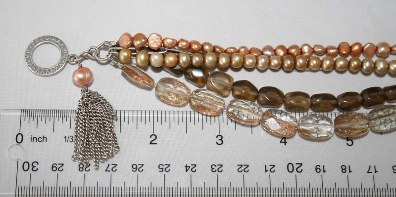 Silpada Silver Multi Strand Champagne Pearl & Smoky Quartz Tassel Bracelet B1412 gallery