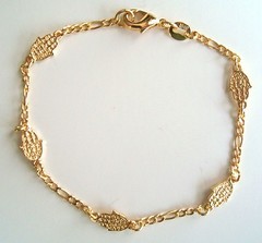 18K GOLD FILLED 5 HAMSA GOOD LUCK BRACELET 7.5″/PULSERA MANO FATIMA 7.5″ -BR2101