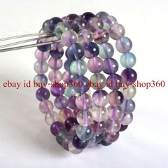 4pcs 6/8/10mm Fashion Multicolor Fluorite Round Gems Stretchable Bracelet 7.5″
