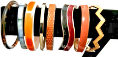Vintage Bangles Enamel, Mother of Pearl & Other Materials Lot of 8