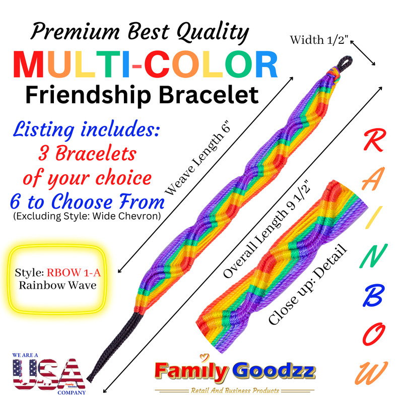 🌈 Threaded Hand Woven Rainbow Friendship Bracelet Bob Marley Rasta, USA (3 pcs) gallery