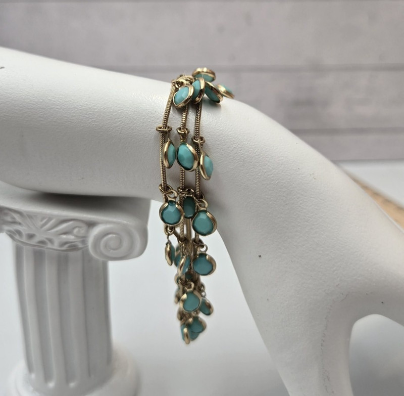 Anne Klein Gold-Tone Multi-Strand Bracelet Turquoise color style Charms boho 280 gallery
