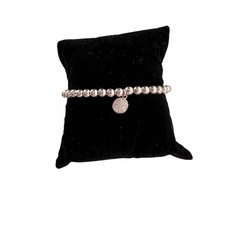 Sterling Silver Adjustable Bead Bracelet 925 Italy Pavé Charm Bolo Slider