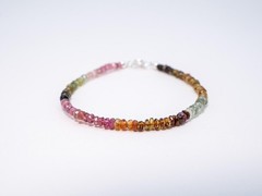 A++ Multi Tourmaline Faceted Rondelle Gemstone Beaded Protections Bracelet 6-8”