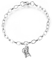 ch89 Spinning Wheel Silver tone pendant Belcher Bracelet anklet Handmade