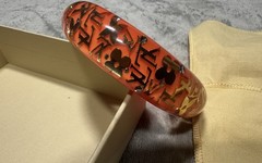 Louis Vuitton Inclusion Bangle Bracelet Orange W/Gold LV Monogram Resin Sequins