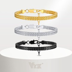 Vnox Double Herringbone Chain Bracelets Men Stainless Steel Wheat Link Wristband