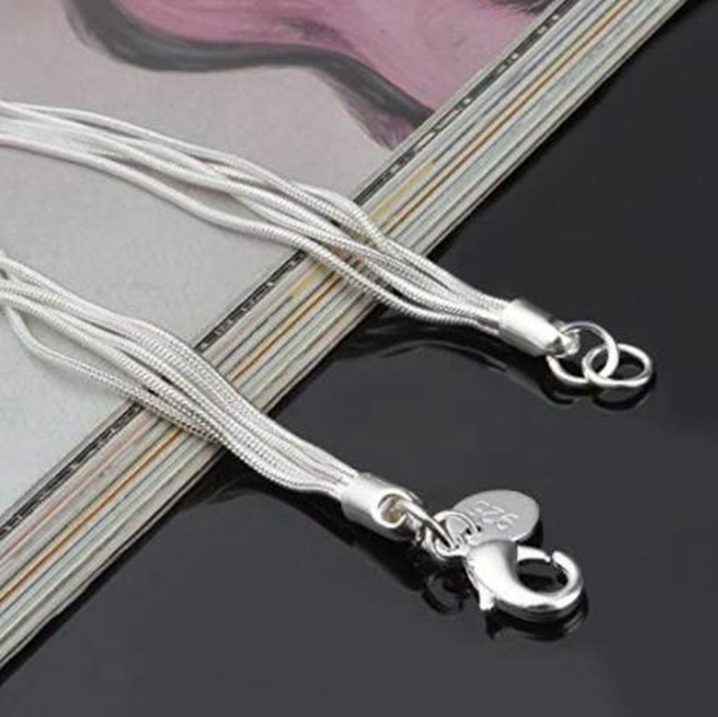 925 Sterling Silver Five-Line Chain with Five-Heart Bracelet Bangle for Women gallery