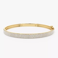5.00Ct Round Simulated Diamond Wedding Bangle Bracelet 14K Yellow Gold Finish
