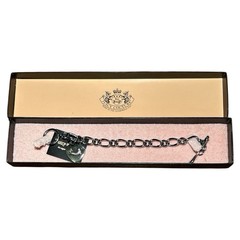 Juicy Couture Silver Links Adjustable Heart Charm Bracelet in Box