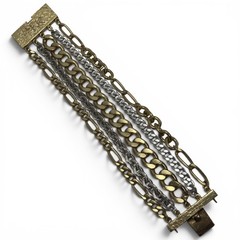 Retired Silpada K&R Chunky Multi Link Chain Bracelet 7.5” Brass Silver