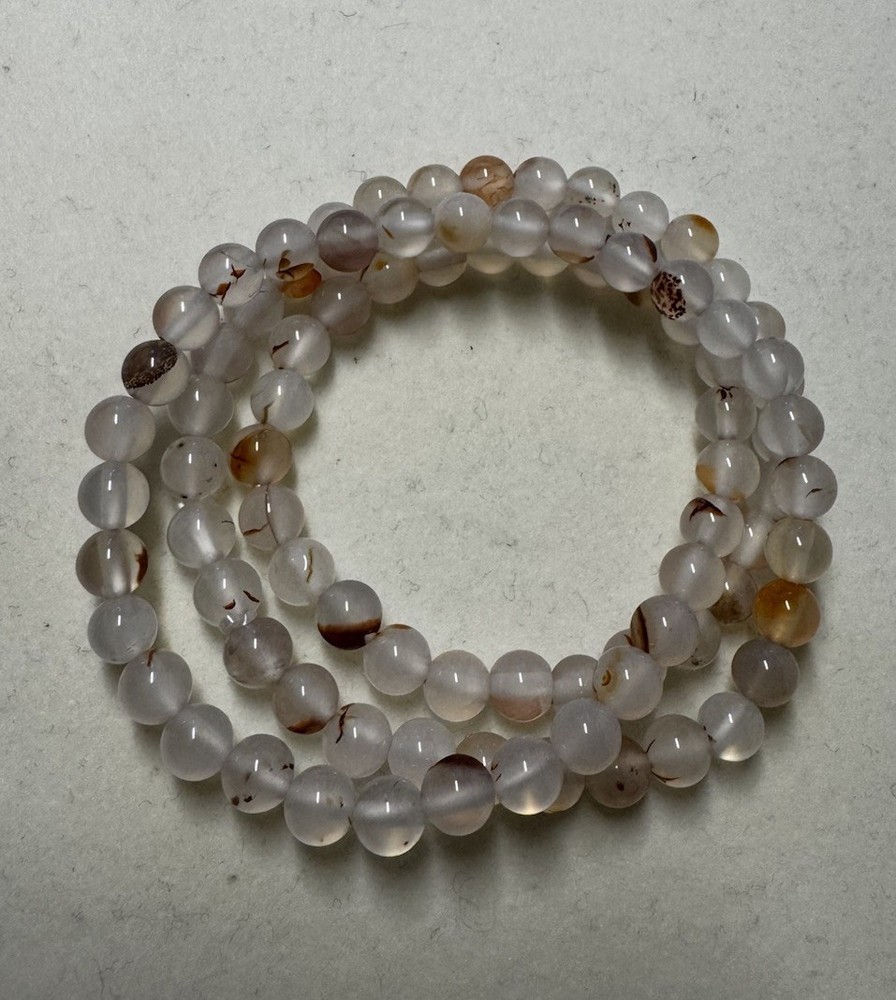 natural Nanhong Agate bracelet white pink 6mm 21'' long necklace new free ship