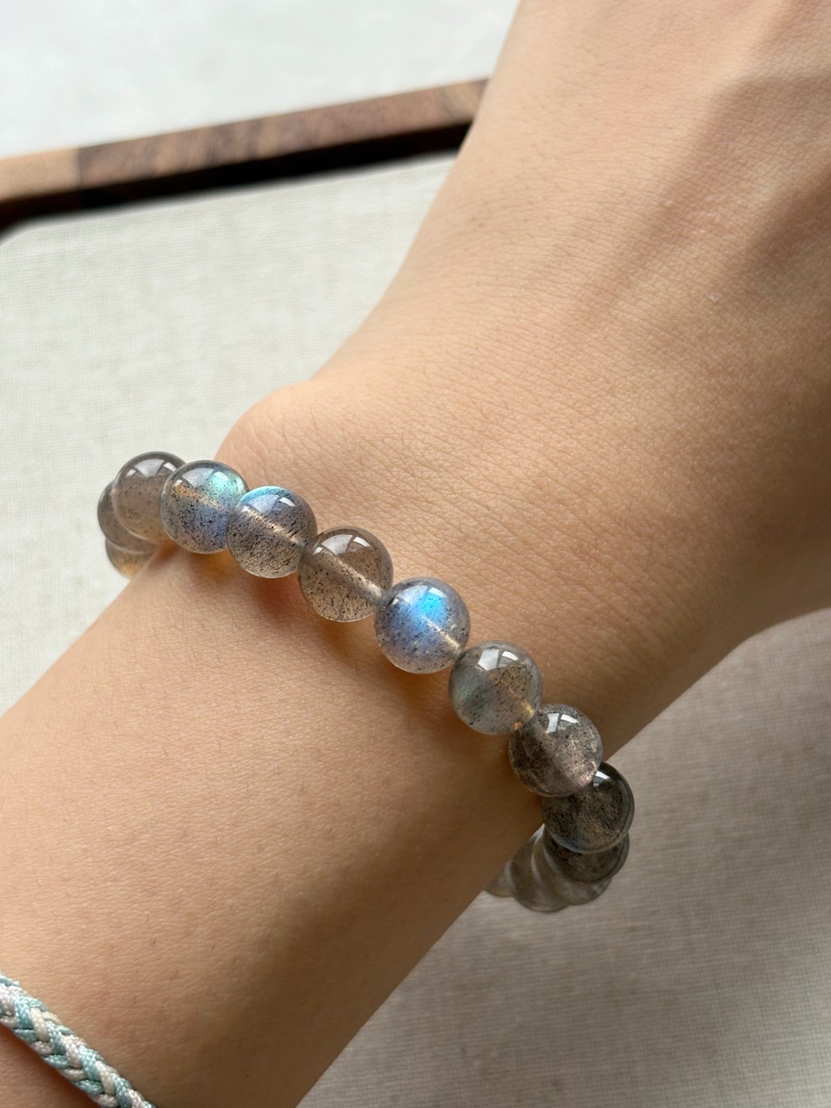 Natural Gray Moonstone Bracelet 8mm Beaded Crystal Stretch Gift for Women gallery