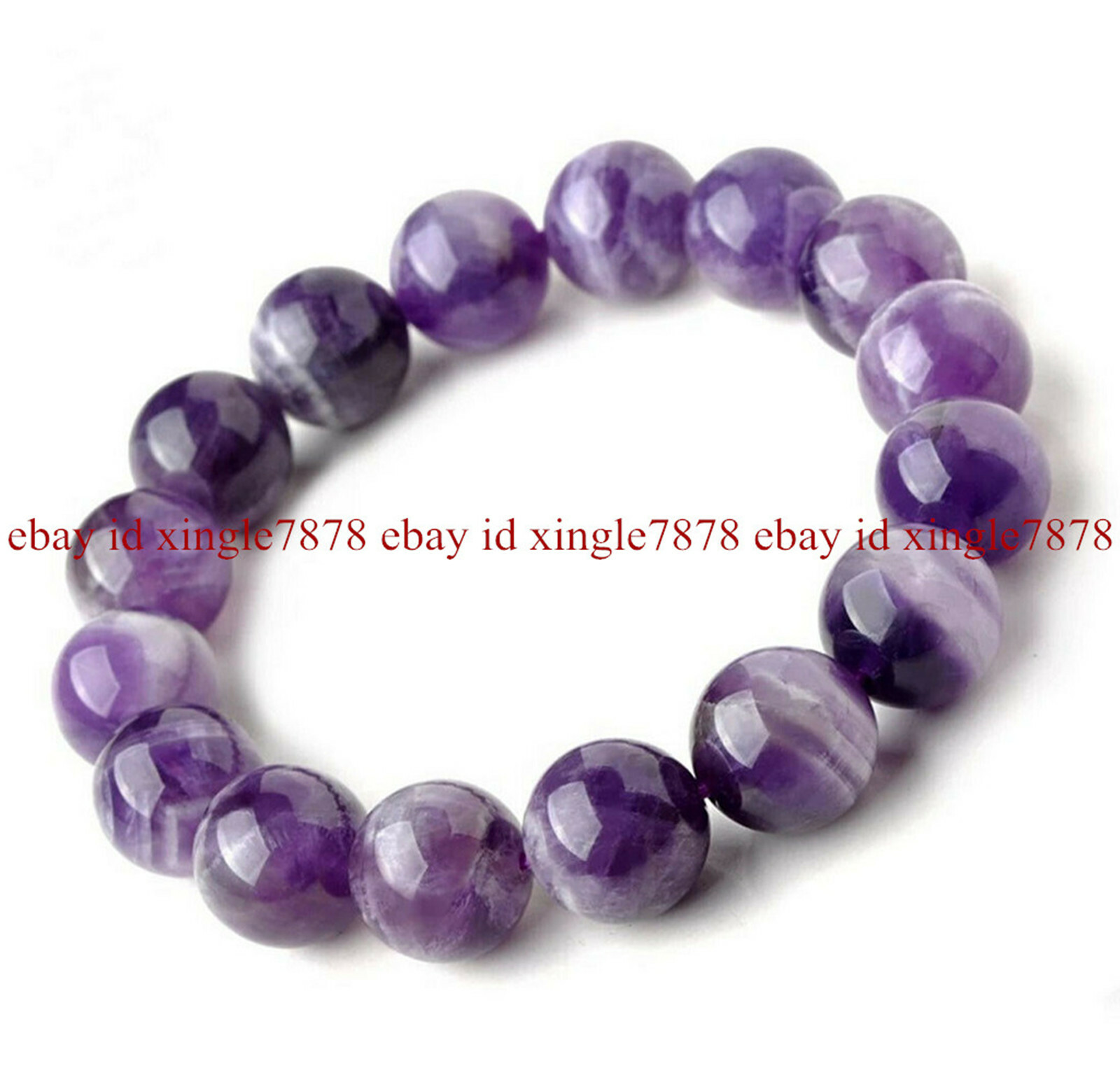 Pretty 6/8/10/12/14mm Dream Amethyst Gemstone Round Beads Stretch Bracelet 7.5'' gallery