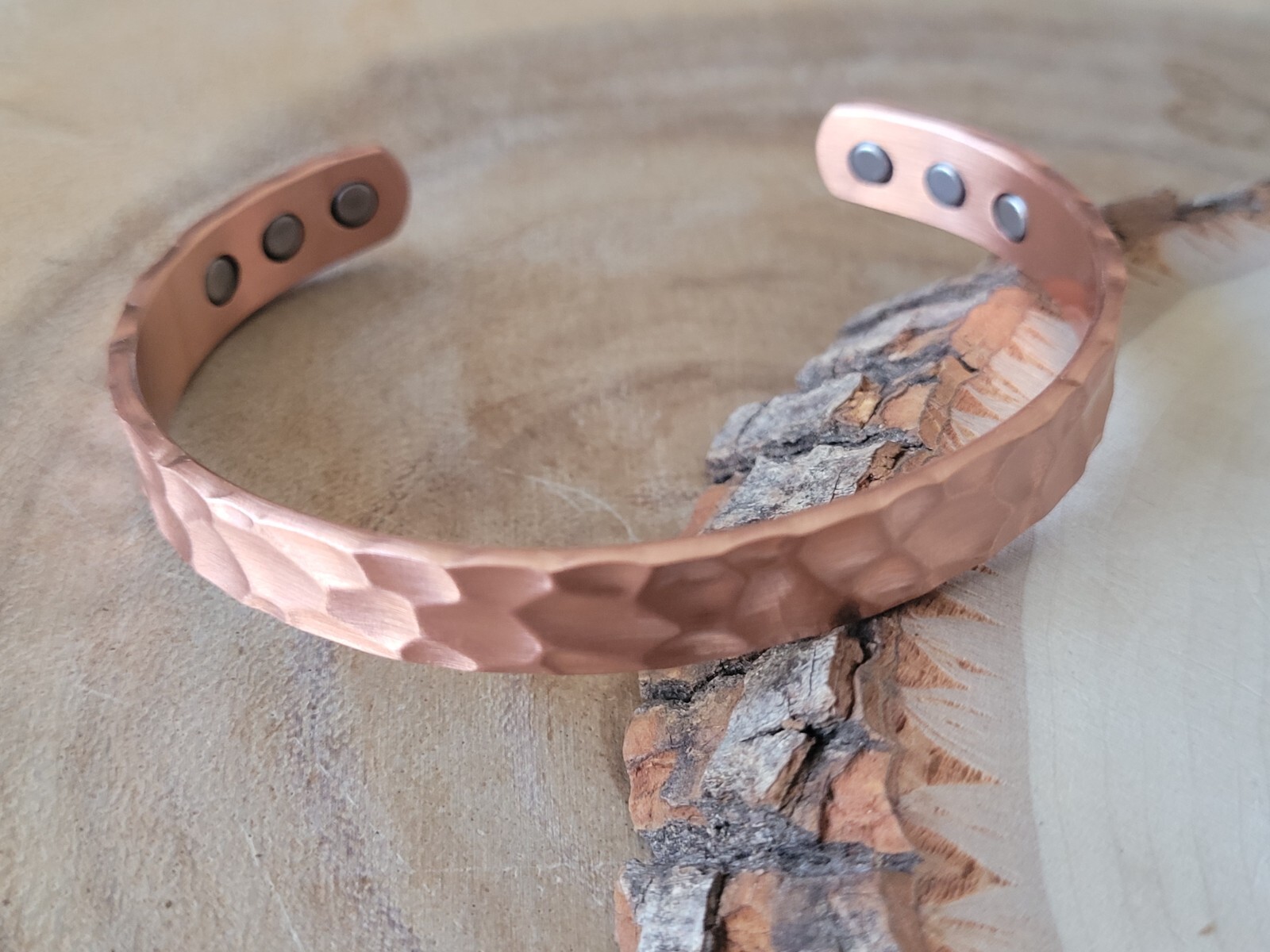 Hammered Solid Pure Copper Magnetic Cuff - Arthritis Therapy Adjustable Bracelet gallery