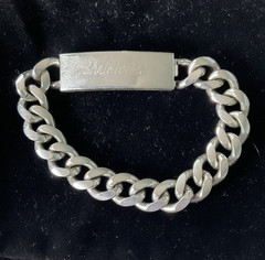 Men’Stainless Steel Silver Tone Curb Link ID Bracelet Engraved “Christopher”