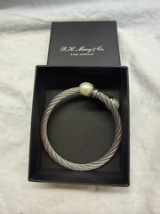R. H. Macy’s Cultured Freshwater Pearl (10mm) Bangle Bracelet in Stainless Steel