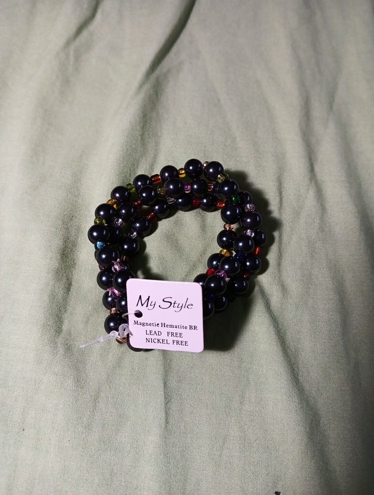 Lot of 3 Magnetic Hematite Beaded Multi-Color Stretchy Bracelets- My Style