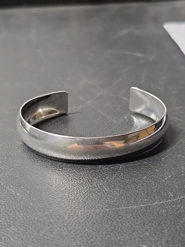 Solid Sterling Silver 12mm Smooth Curved Edge Cuff Bracelet gallery